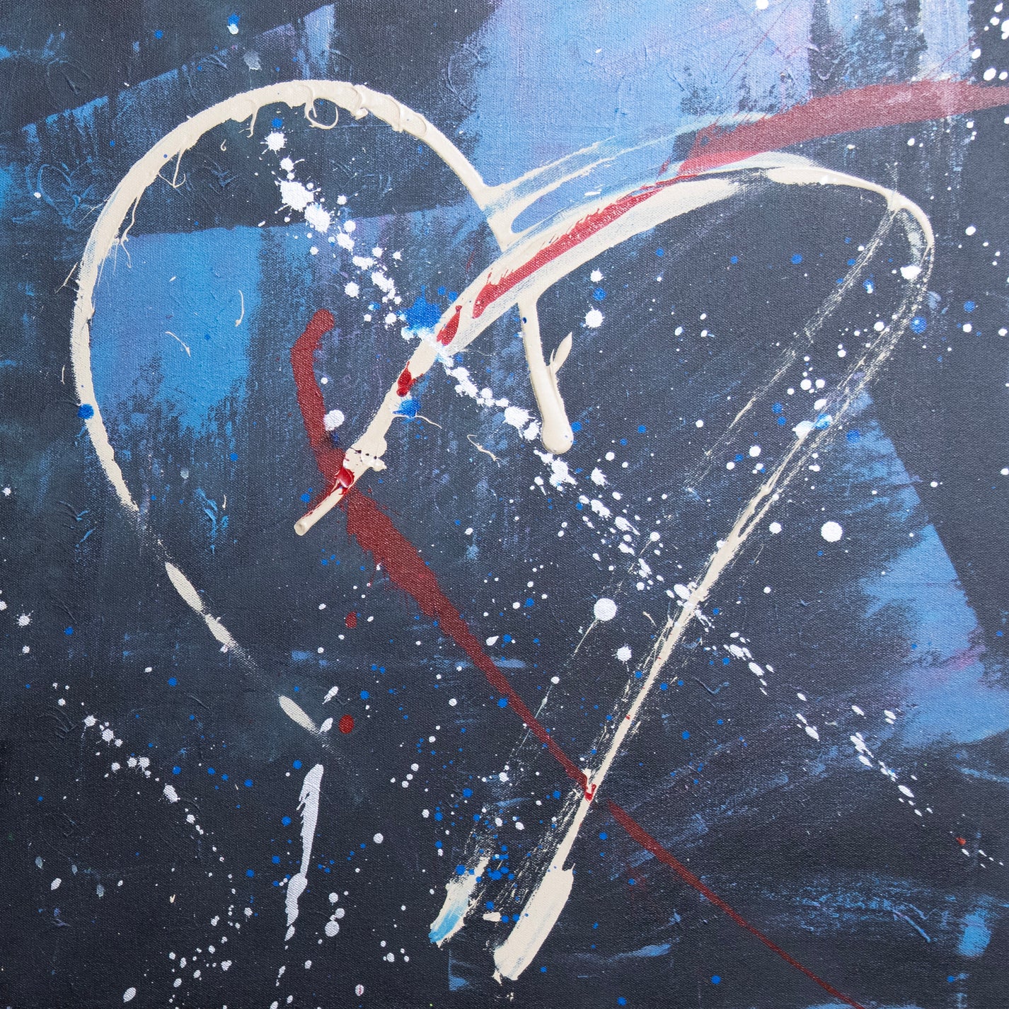 Abstract artwork with a heart shape on a dark background